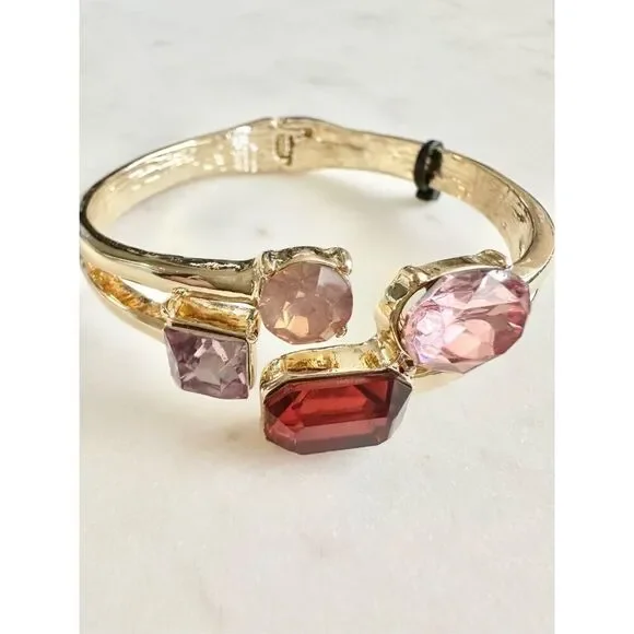 Pink and red rhinestone cuff bracelet ￼ - Picture 4 of 4